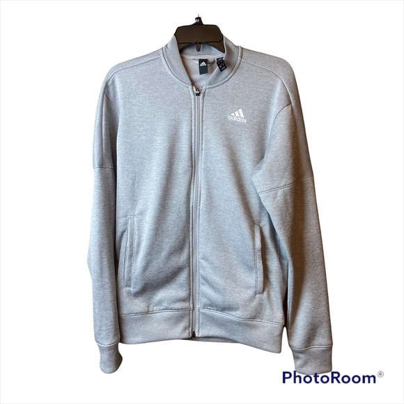 Adidas Full Zip Gray Sweatshirt Jacket ClimaWarm Men's Small - Picture 1 of 7